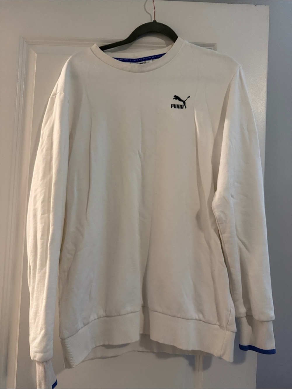 Puma Men's Cream Crewneck Sweatshirt with Small Logo
